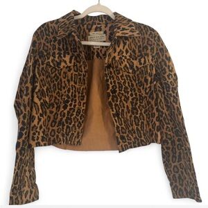 Vintage Jones New York Country Leopard Cropped Jacket Size 4 Y2K